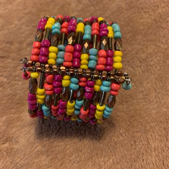 Francesca's Beaded Cuff Bracelet - Multicolor - Goes with everything! - Picture 3 of 5
